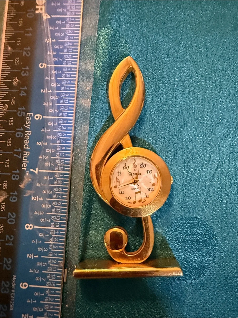 Gold Musical Treble Clef Desk Clock - Decorative Home Wall Decor